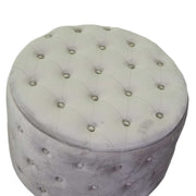 Pouf velours 1-2 gris clair cm ø70h42