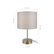 Lampe de table Flora ASZ1496 avec abat-jour cylindrique en tissu sable