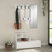 Armoire d'entrée de Vesty White avec porte-chaussures et miroir 100x30x122 cm