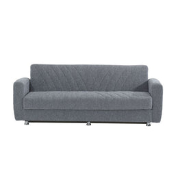 Canapé convertible 3 places en tissu gris avec bac 214x80xH.83 cm