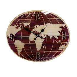 Horloge monde ovale en verre rouge cm34x4h34