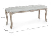 Banc classique bois velours gris Mathilde 110 x 36 x 47 cm