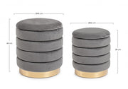 Set2 Pouf Container Darina Grigio en velours
