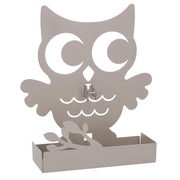 Porte-hibou en métal taupe cm17x5h19