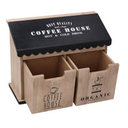 Organisateur rectangulaire en bois noir à 2 tiroirs cm23,5x10,7h18