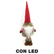 Nain en tissu avec led rouge cm19x14h56