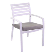 Fauteuil Boston en aluminium blanc avec coussin gris