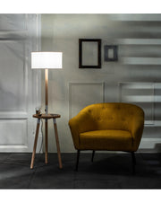 Lampadaire Acrux en tissu blanc et bois STS