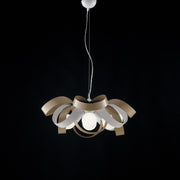 Lustre à suspension en fer gris tourterelle blanche quatre lumières 66x h28 cm