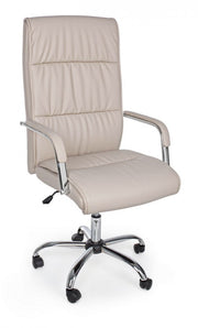 Fauteuil de bureau avec accoudoirs Queensland en éco-cuir gris tourterelle