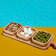 Planche à découper avec manche en bois de hêtre avec 3 plateaux