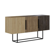 Buffet Tontini 3 portes couleur chêne noyer et café foncé 150 cm