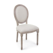 2x Chaise blanche naturelle en tissu rembourré de style classique
