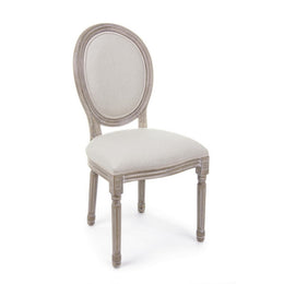2x Chaise blanche naturelle en tissu rembourré de style classique