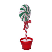 Bonbon sucette en métal avec vase vert cm11,5x9h30,5