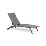 Chaise longue Cleopas en aluminium gris tourterelle avec roues