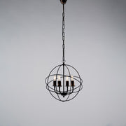 Suspension lustre en fer Or Noir quatre lumières 39x h42 cm