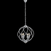Lustre déco suspension fer Blanc Argent quatre lumières 43x h50 cm