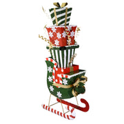 Traîneau en métal avec des cadeaux vert foncé cm64x34h150