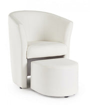 Fauteuil en similicuir avec pouf amovible Blanc RITA 64,5x 59,5x h78 cm