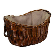 Panier en osier doublure en jute avec poignées ovales en corde marron cm59x43h28-36