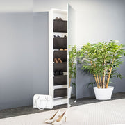 Meuble à chaussures 1 porte miroir structure blanche 51x22xh.181 cm