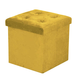 Pouf carré en velours jaune cm38x38h38