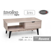 Table de basse Lounge en chêne avec étagère et compartiment 100 x 48 x 43 h cm