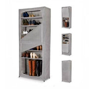 Etagère à chaussures Domopak en tissu gris 7 étagères 68x30x160H cm