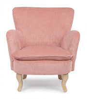 Fauteuil vintage chenille tapissé de velours rose