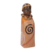 Statue d'enfant en céramique orange afrique cm8x8h26,5