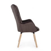 Fauteuil Juliette en velours gris marmotte