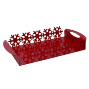 Plateau rectangulaire en métal flocon de neige rouge cm41x20h6,5