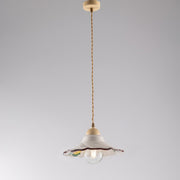 Lustre Cable en tissu Marron Décape une lumière abat-jour en Céramique 30x h15 cm