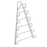 Porte-couvercle suspendu avec 6 emplacements en métal, dimensions 23x7x42 cm et poignée en manguier souple.