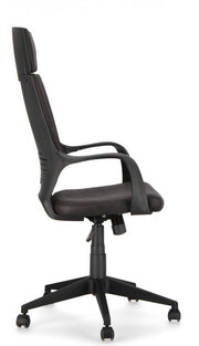 Fauteuil de bureau en tissu Damon à haut dossier noir