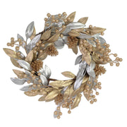 Couronne avec feuilles d'argent et d'or cm ø45