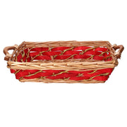 Panier en osier rectangulaire rouge miel cm48/52x36h13