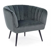 Fauteuil métal gris et velours Avril