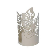 Porte-gobelet rond en métal papillon crème cm ø8h20