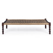 Banc en bois ethnique Black Khat Tamil 176x86x H46 cm