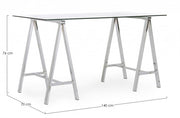 Alchimia Chrome bureau moderne avec plateau en verre 140x70x76h cm