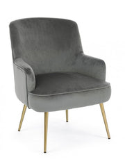Fauteuil Clelia gris effet velours doré