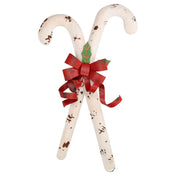 Bâton en métal blanc avec noeud rouge cm35x60x7,5