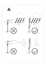 Parasol en aluminium couleur sable et mât latéral 4x4 m
