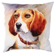 Coussin en tissu avec chien blanc cm43x43