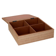 Boîte à thé carrée en bois marron cm20x20h6