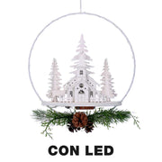 Guirlande led en métal avec église blanchecm25x7x47,5