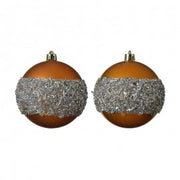 Boule de Noël en verre assorti Ambre Argent 8 cm 1 pcs