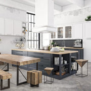 Tabouret en acier avec assise en bois de sapin PRISMY 31x31xh.55 cm